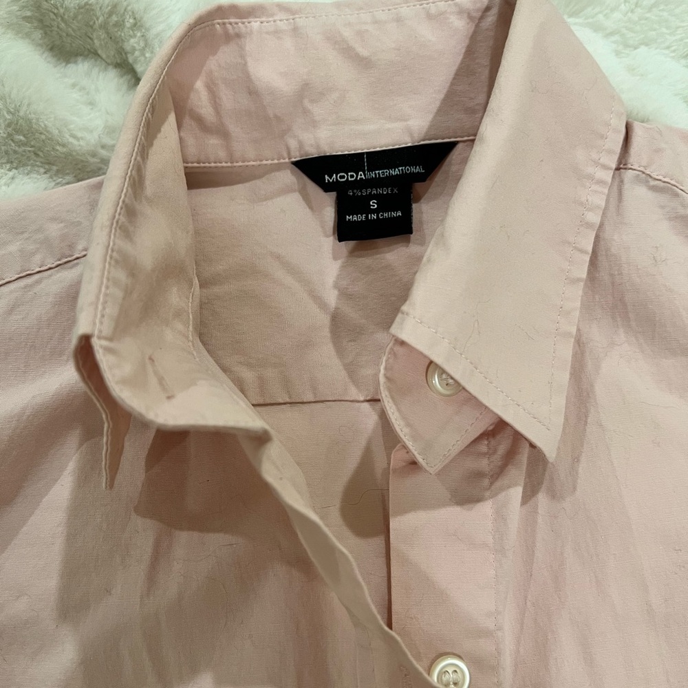 Moda International Button Up Stretch Cotton Blend Shirt Size Small